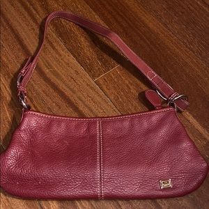 The Sak red leather baguette shoulder bag